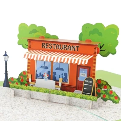 Abbildung von Favour Pop Up® Gutschein Restaurantbesuch Ausgefallene 3D Karte zum Essen gehen Essens Up Geburtstag &amp; besondere Anlässe Restaurant