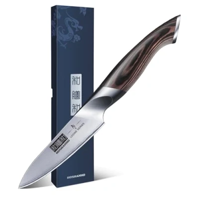 Abbildung von HOSHANHO 10cm Schälmesser, Profi Obstmesser und Gemüsemesser, Küchenmesser Klein Hochwertigem Edelstahl, Ergonomischer Griff mit scharfer Klinge