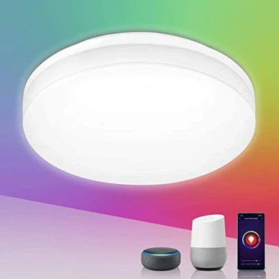 Abbildung von Lepro 15W RGB LED Deckenleuchte Dimmbar, 1250LM 2700K Kaltweiß IP54 Smart Deckenlampe Wifi, Kompatibel mit Life App, Alexa, für Kinderzimmer, Schlafzimmer, Wohnzimmer, φ22