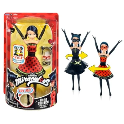 Abbildung von BANDAI Miraculous Verwandlungspuppe Ladybug 26 cm Puppe, die Sich in Lady Noire und Bug verwandelt Spielzeug Bewegliche Puppe mit 2 Outfits für Kinder ab 4 Jahren P50414
