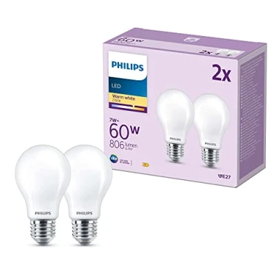 Abbildung von Philips LED Lampe E27 8W 806lm 2.700K matt 2er