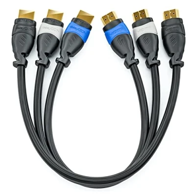 Abbildung von deleyCON HDMI Kabel SET 3x 0,5m kompatibel zu 2.0a/b/1.4a UHD 4K HDR 3D 1080p 2160p ARC High Speed mit Ethernet Blau/Grau/Schwarz