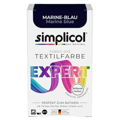 Abbildung von simplicol Textilfarbe expert Marine Blau 1708 Zum Umfärben und Auffrischen von Kleidung, Waschmaschinenfest, für Baumwolle, Wolle, Seide, Leinen, Viskose &amp; Mischgewebe