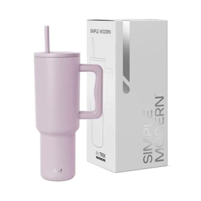 Abbildung von Simple Modern Becher mit Griff und Trinkhalm Isolierter EdelstahlWasserflasche EiskaffeeReisebecher Geschenke für Frauen Männer Trek Sammlung 1180ml Lavender Mist