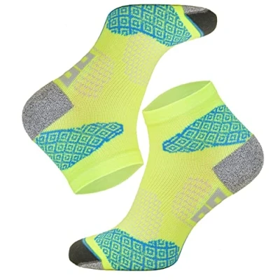 Abbildung von TODO Running RAID Quarter Laufsocken, Technisch, Anti Blasen Polsterung, für Damen &amp; Herren mit DryTex. Bunte Funktionssocken Marathon Trail Joggen Laufen (39 42, Gelb)