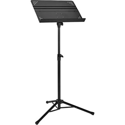 Abbildung von Amazon Basics Professionelles Faltbares Orchester Notenständer, Höhenverstellbar Von 64 Bis 110,5 cm, Steh Und Sitzverwendung, Dreibeinstativ, Kompakt Transportabel, Schwarz