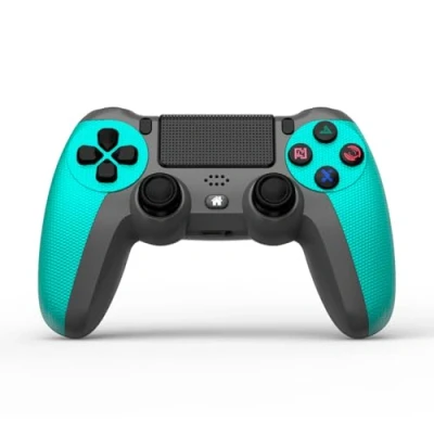 Abbildung von NK Wireless Controller für PS4 / PS3 PC/Mobile mit Dualshock, 6 Achsen Erkennungsfunktion, LED Licht, Touchpanel, Kopfhörerbuchse, inkl. Ladekabel Blau