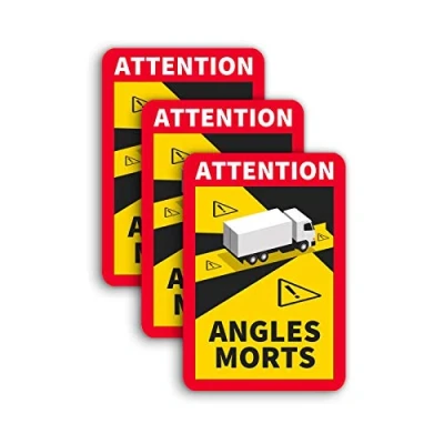 Abbildung von 3 Stück Attention Angles Morts Magnetschilder 25 x 17 cm Magnet für LKW und Wohnwagen Warntafel Hinweiszeichen Schild Frankreich mit UV Schutz