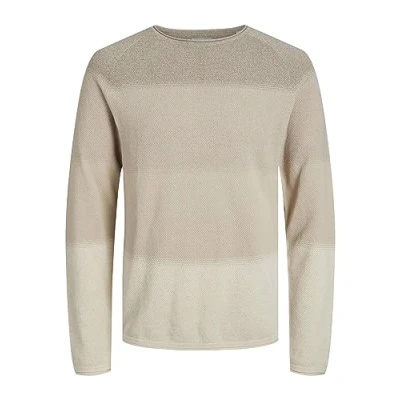 Abbildung von Jack &amp; Jones Jjehill CREW NECK Strickpullover, Herren, Größe: Large, Oatmeal