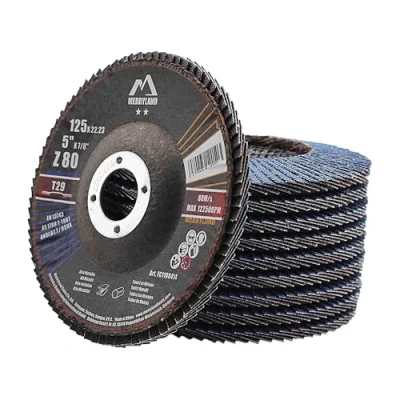Abbildung von Merryland Fächerscheibe 125 Metall Edelstahl Stahl für Winkelschleifer, 125mm 80K T29 Lamellenscheibe Zirkonkorund Blau Schleifmopteller 10 Stück, Craft Line FC1108414