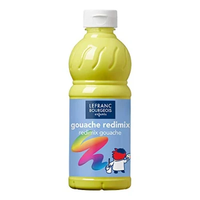 Abbildung von Lefranc Bourgeois 188281 flüssige Tempera Redimix Farbe, leuchtende Gouachefarbe auf Wasserbasis, hohe Deckkraft, hervorragenden Maleigenschaften, gebrauchsfertig, 500ml Flasche Zitronengelb