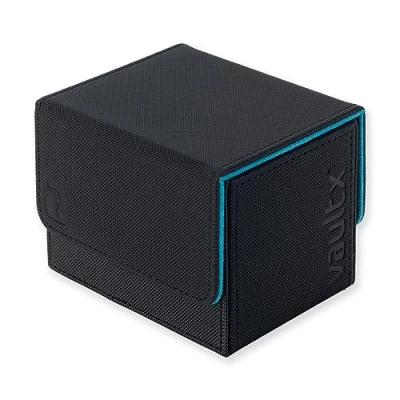 Abbildung von Vault X Seitlich ladbare Deckbox für Trading Cards, 100+ Karten mit Hüllen, Exo Tec Material, Kartenaufbewahrungsbox Abnehmbarem Magnetdeckel, Commander Spiel, TCG (Schwarz/Elektrisches Blau)