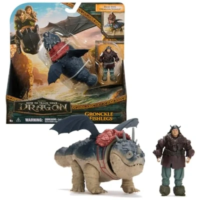 Abbildung von DreamWorks How to Train Your Dragon, Wikinger und Drachen Actionfiguren Set, Fleischklops Fischbein, Spielzeug für Kinder ab 4 Jahren