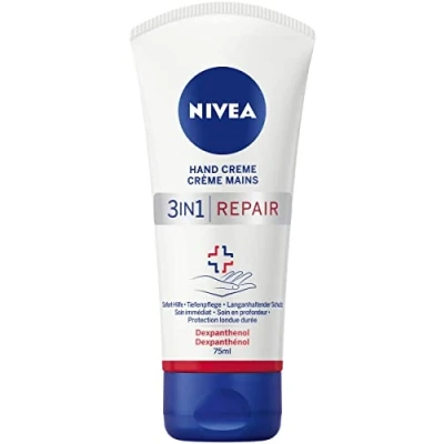 Abbildung von NIVEA 3in1 Repair Hand Creme (75 ml), reichhaltige Hautcreme mit Dexpanthenol für intensive Pflege, Handpflege bei sehr trockenen und rissigen Händen
