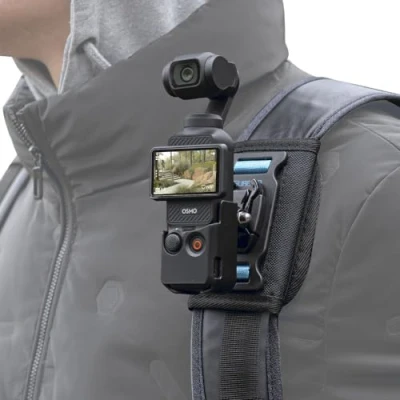 Abbildung von SUREWO Osmo Pocket 3 Rucksackhalterung, Taschengürtel, Schultergurt, Halterung mit verlängertem Rand, kompatibel DJI