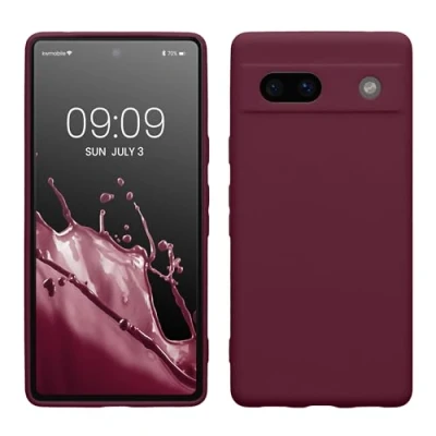 Abbildung von kwmobile Handyhülle kompatibel mit Google Pixel 7a Hülle Handy Case aus weichem Silikon in Magenta Lila