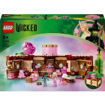 Abbildung von LEGO Wicked Glindas und Elphabas Schlafsaal, Fantasy Modell zum Sammeln mit 2 Spielfiguren der Hexen von Oz, Geschenk für Mädchen Jungen ab 8 Jahren, die Puppenhäuser lieben 75683