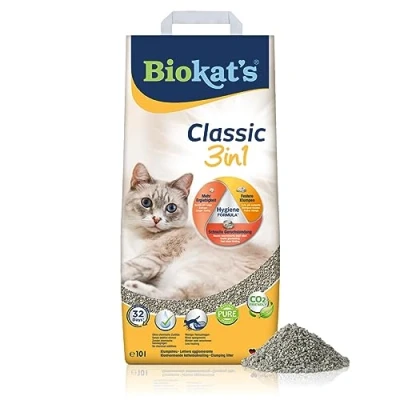 Abbildung von Biokat&#039;s Classic 3in1 ohne Duft Klumpende Katzenstreu mit 3 unterschiedlichen Korngrößen 1 Sack (1 x 10 L)