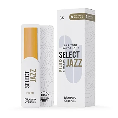 Abbildung von D&#039;Addario Organisch Select Jazz Filed Baritone Saxophon Stimmzungen Saxophonrohre Das erste und einzige Bio Schilfrohr 3 Weich, 5 Packung