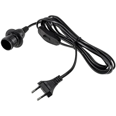 Abbildung von ChiliTec E14 Lampenfassung mit Schalter Fassung 3,4m Kabel Schnurschalter Lampenaufhängung Montagering für Lampenschirm Papier Leuchten Stern Lampen Schwarz