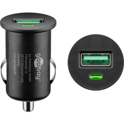 Abbildung von Goobay 45162 Quick Charge USB Port Auto Ladegerät Zigarettenanzünder Adapter 12V / 24V Kfz Mini Ladestecker Schnellladegerät 18W