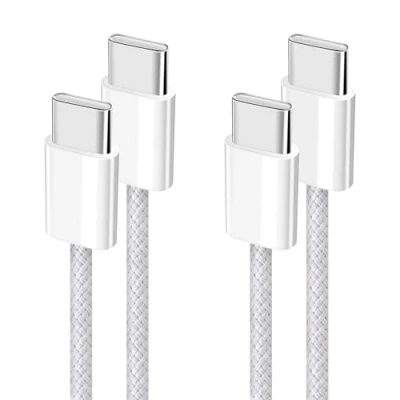 Abbildung von YISH USB C auf Kabel：[2Stück 1M+1M] 60W Schnellladekabel PD Typ Ladekabel Nylon Datenkabel für iPhone 16 15 Pro Max Samsung Galaxy S24 S23 iPad Sony MacBook Pro/Air Pixel Switch