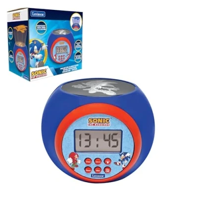 Abbildung von Lexibook, Sonic The Hedgehog, Projektionswecker mit Schlummerfunktion, Nachtlicht Timer, LCD Bildschirm, batteriebetrieben, Blau, RL977SN