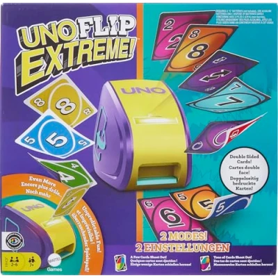 Abbildung von Mattel Games UNO Flip Extreme Kartenspiel für Kinder, Erwachsene und die Familie, kombiniert in einem einzigen Spiel, Familienspiel ab 7 Jahren, JCH61