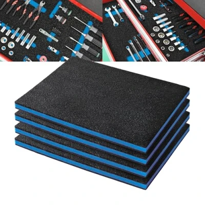 Abbildung von Precision Defined Werkzeugkisten Schaumstoff Einsätze für Koffer, Werkzeug Schaumstoff, Polyethylenschaumstoff Schwarz/Blau (40,6 x 30,4 2,54 cm, 4er Pack)