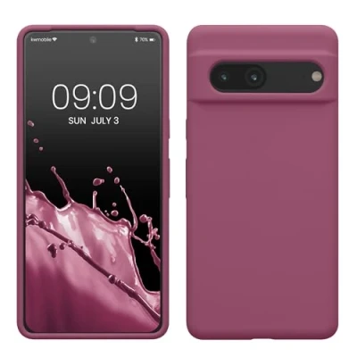 Abbildung von kwmobile Hülle kompatibel mit Google Pixel 7 Silikon Handy Case Handyhülle weiche Oberfläche kabelloses Laden Orchidee Violett