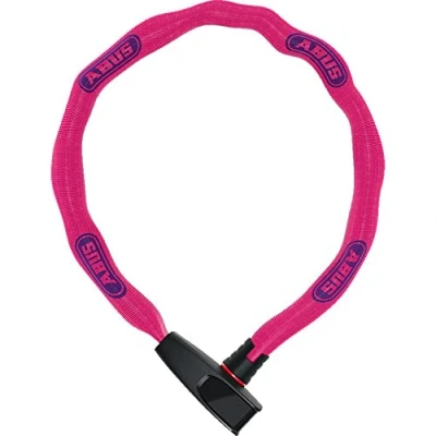 Abbildung von ABUS Kettenschloss Catena 6806K Leichtes Fahrradschloss aus gehärtetem Stahl mit modischem Textilschlauch Vierkantkette Sicherheitslevel 6 85 cm Pink