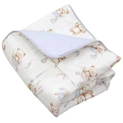 Abbildung von TupTam Krabbeldecke für Baby 120x120 cm Gepolsterte Spieldecke Baumwolle, XXL, OEKO TEX, Weich &amp; Hautfreundlich, Farbe: Teddybären in Körbchen Beige Ecru