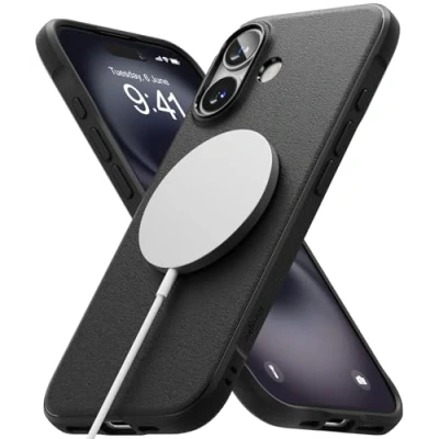 Abbildung von Ringke Onyx Magnetic Case [Kompatibel mit MagSafe] für iPhone 16 Hülle, Fester Griff rutschfest Schlank Robuste Stoßfeste Anti Kratzer Handyhülle Magnet Ladegerät/Zubehör Black