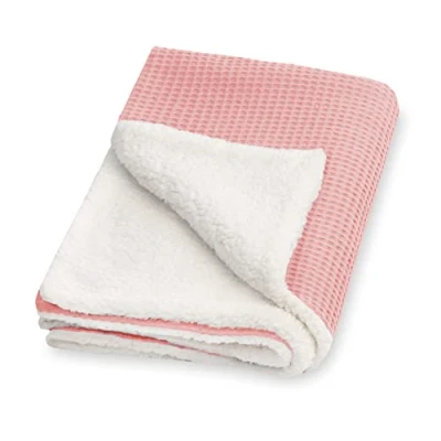 Abbildung von Julius Zöllner Winterdecke aus Waffelpique und kuscheligem Teddy Stoff Gr. 70x100 cm Made in Germany 100% Baumwolle OEKO TEX® STANDARD 100 Blush