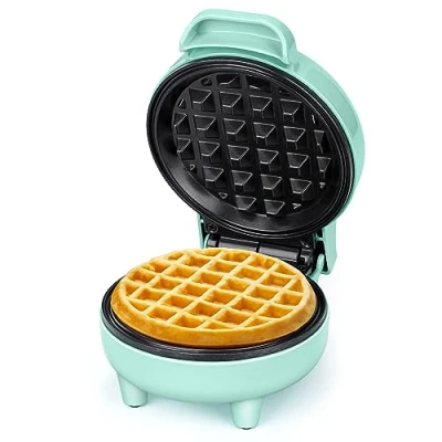 Abbildung von SNAILAR Mini Waffeleisen Belgische Waffel Maschine Kleines Klassische, für Kindergeburtstage, Familienfeiern, Ostern oder Weihnachten, Niedlich kompaktes Design, 550 Watt, Grün