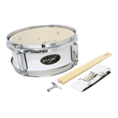 Abbildung von GEWA Junior Marching Drum, Marschtrommel 10x4&quot;, Holzkessel weiß, inkl. Tragriemen und Trommelstöcke