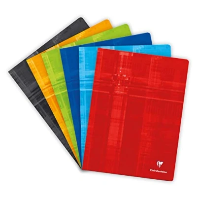 Abbildung von Clairefontaine 63365C Packung mit 10 Heften DIN A4+ 24x32cm, liniert Rand, 90g, geheftet, 48 Blatt, farbig sortiert, 1 Pack