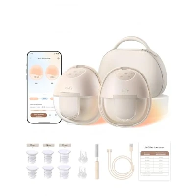 Abbildung von eufy Security Tragbare Milchpumpe S1 Pro, Freihändige Elektrische mit Wärmefunktion, Mobile Ladetasche, App Gesteuerter Smart Rhythmus, Krankenhausqualität Saugkraft, Superleise