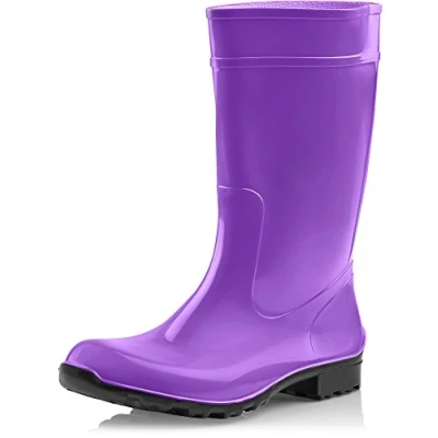 Abbildung von Ladeheid Damen Gummistiefel 100% Wasserdticht Regenstiefel LA 967 (Violett/Schwarz, 36 EU)