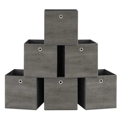 Abbildung von SONGMICS Aufbewahrungsbox, 6er Set, Ordnungsboxen, Vliesstoff, Faltbox, 33 x cm, Stoffbox, für Würfelregal, Organizer Kleidung, nebelgrau RFB133G01