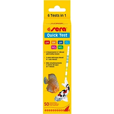 Abbildung von Sera Quick Test (6 in 1), 50 Messungen, Stäbchentest, Schnelltest, wassertest pH, KH, GH, NO2, NO3, Cl2 für den Teich und das Aquarium