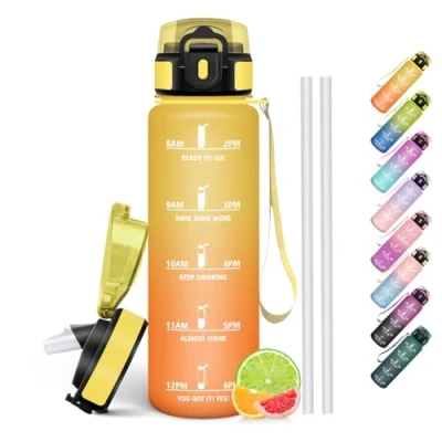 Abbildung von HoneyHolly Trinkflasche 1L, BPA Frei, Kohlensäure Geeignet, Wasserflasche Auslaufsicher, Sportflasche mit Strohhalm, Sport für Fahrrad, Fitness, Laufen, Wandern