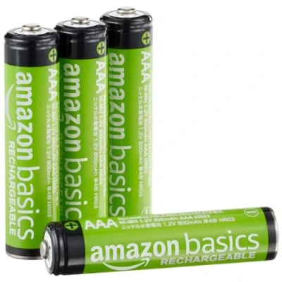 Abbildung von Amazon Basics AAA Batterien, wiederaufladbar, vorgeladen, NiMh, 4 Stück , (Aussehen kann variieren)