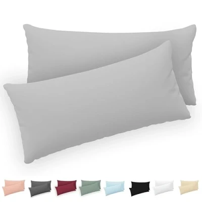 Abbildung von Twinzen® Kissenbezug 50x80 (2er Set) 100% Jersey Baumwolle 150 GSM Kissenbezüge Grau Für cm Kissenhülle mit Reißverschluss Oeko Tex Zertifiziert