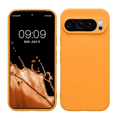 Abbildung von kwmobile Handyhülle kompatibel mit Google Pixel 9 Pro Hülle Handy Case aus weichem Silikon in Fruity Orange