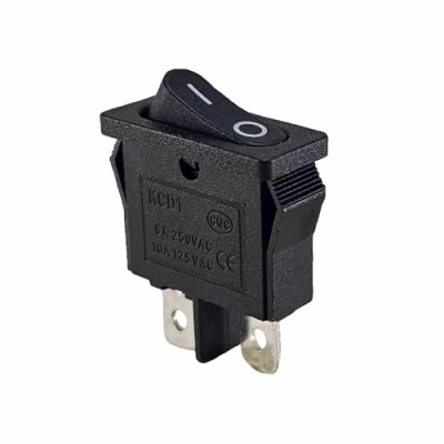 Abbildung von Mini Wippschalter 7x19mm, Geräteschalter 2pin 250VAC 6A, 12V 20A DC (6V 9V 24V 125V AC/DC) ON OFF schwarz, für Tischlampe, unbeleuchtet