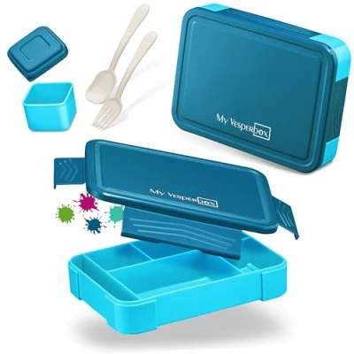 Abbildung von My Vesperbox Lite Bento Box Kinder Lunchbox extrem robust Brotdose Brotbox ideal für Kindergarten und Schule (Blau)