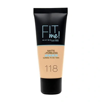 Abbildung von Maybelline New York Fit Me! MATTE&amp;PORELESS Make up Nr. 118 Light Beige, Flüssiges up, Passt Sich Dem Hautton An, Feuchtigkeitsspendend, Mattierend, Leichte Bis Mittlere Deckkraft, 30 Ml