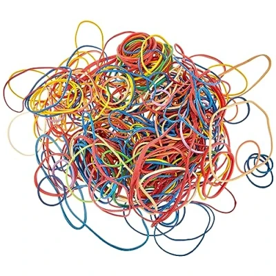 Abbildung von Apli Elastische Gummibänder, 100 g Beutel, Gummiringe, Tüte, bunt, 4 cm lang, 1E+1 breit, 70% Naturkautschuk, punktuelle Ordnung, Basteln, Heimwerken