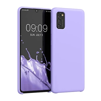 Abbildung von kwmobile Hülle kompatibel mit Samsung Galaxy A41 Silikon Handy Case Handyhülle weiche Oberfläche kabelloses Laden Lavendel